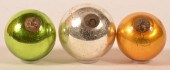 3 ANTIQUE BLOWN GLASS BALL FOR