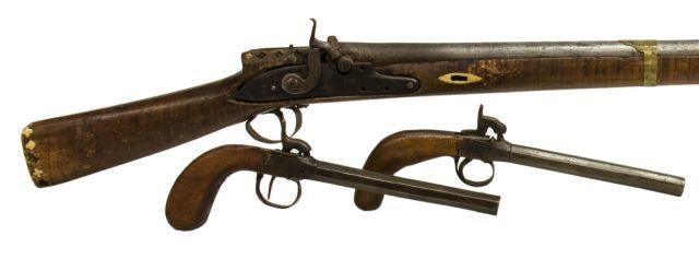 (3) ANTIQUE BOOT PISTOLS & CAMEL