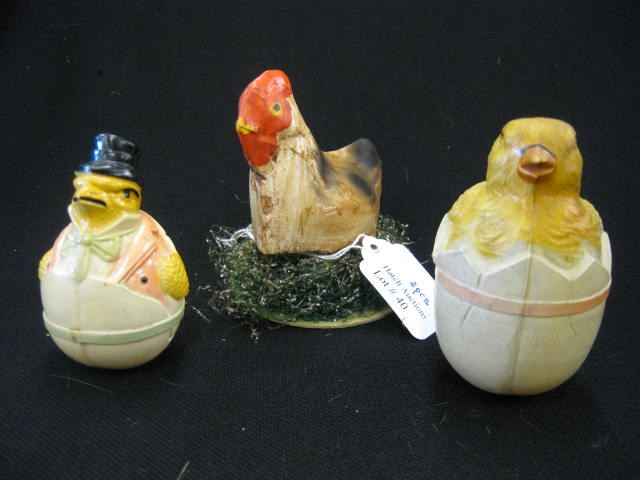 3 Antique Celluloid Toys hen