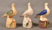 3 ANTIQUE CHALKWARE PIGEON ON