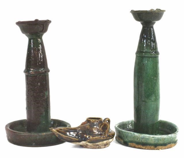 (3) ANTIQUE CHINESE GLAZED