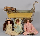 3 ANTIQUE DOLLS & BABY BUGGY3