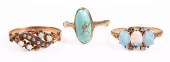 (3) Antique gold rings to incl