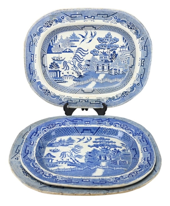 3 ANTIQUE IRON STONE WILLOW WARE