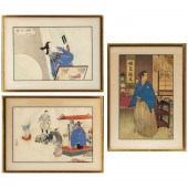 (3) ANTIQUE JAPANESE WOODBLOCK