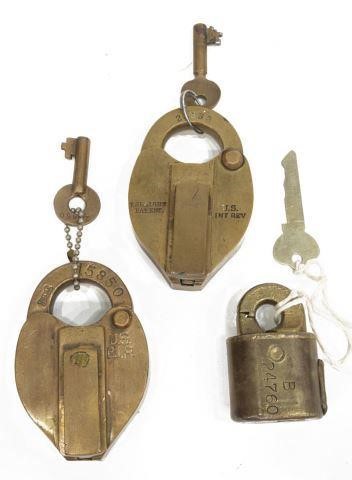 (3) ANTIQUE LOCKS, REG'D U.S. MAIL,