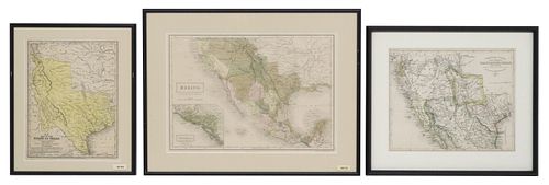 (3) ANTIQUE MAPS, TEXAS, CALIF.