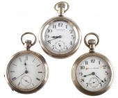 3 ANTIQUE OPEN FACE POCKET WAT