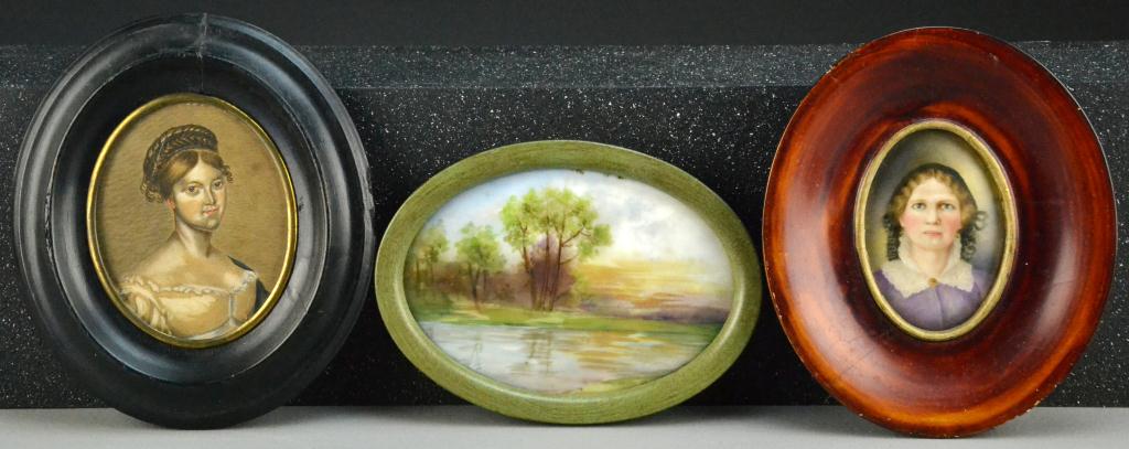 (3) Antique Paintings On