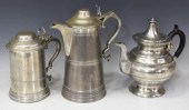 (3) ANTIQUE PEWTER VESSELS, TH