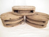3 ANTIQUE PULLEY BLOCKS3 Antiq