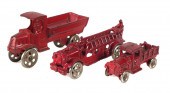 (3) ANTIQUE RED CAST IRON TOY