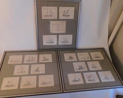 3 ANTIQUE SPANISH YACHT PRINTSLot