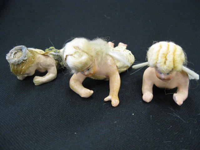 3 Antique Wax Angel Figurines 4''