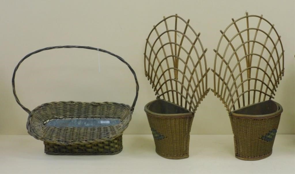 (3) ANTIQUE WICKER FLOWER