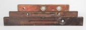 (3) Antique wood & glass level