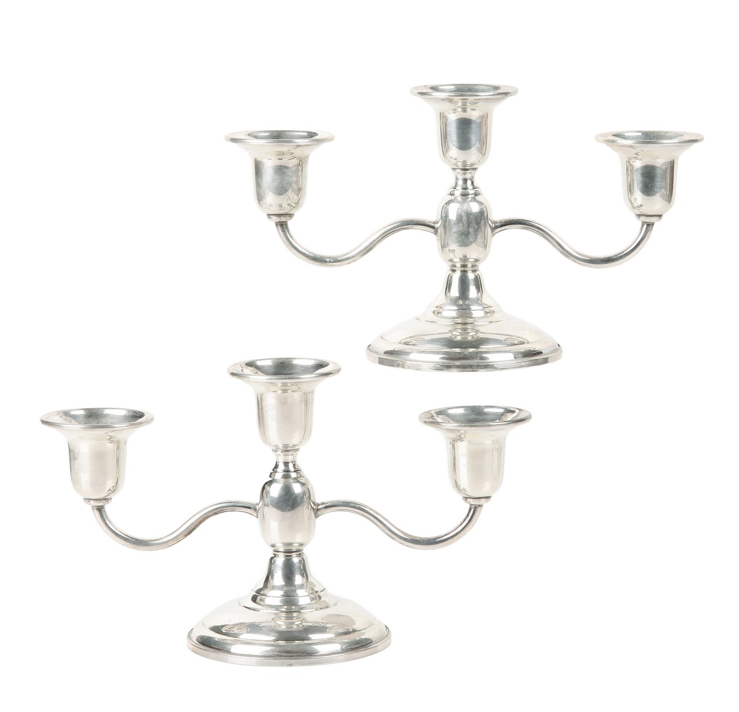3-Arm sterling candelabra pair,