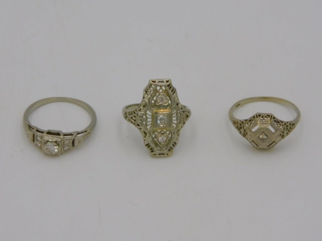 (3) ART DECO 18KT. WHITE GOLD