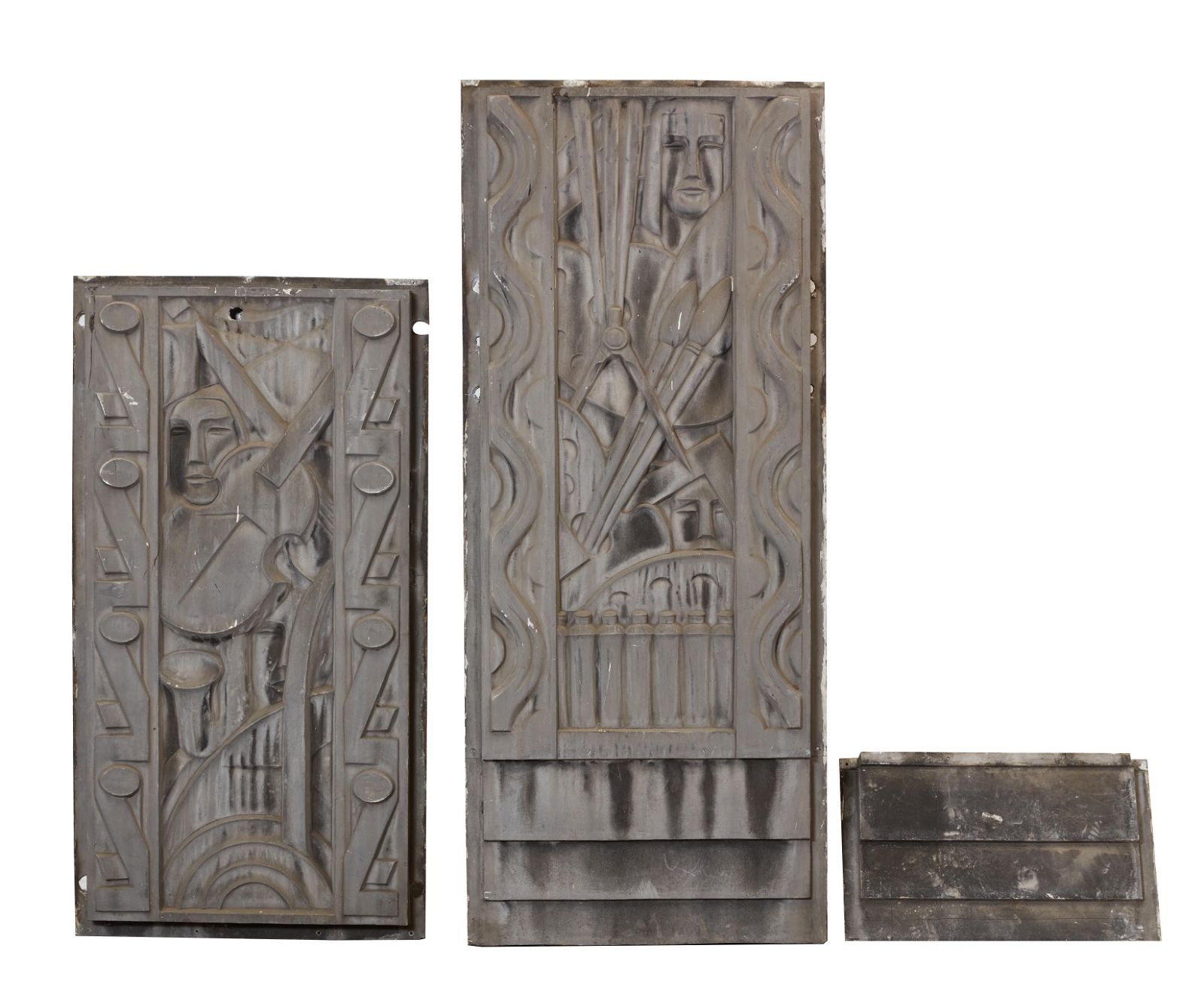 3 ART DECO ALUMINUM PANELS,