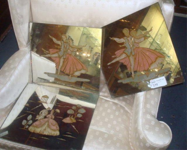 3 Art Deco Painted Figural Mirror
