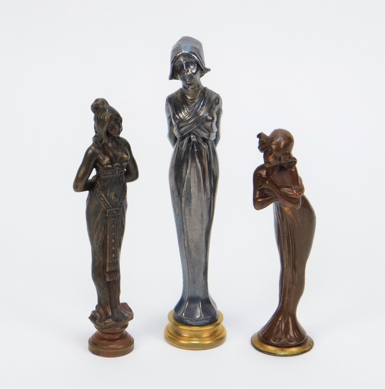 3 ART NOUVEAU BRONZE WOMEN STAMP