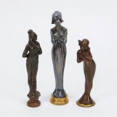 3 ART NOUVEAU BRONZE WOMEN STA