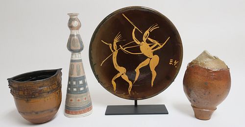 3 ART POTTERY CERAMIC VASES &