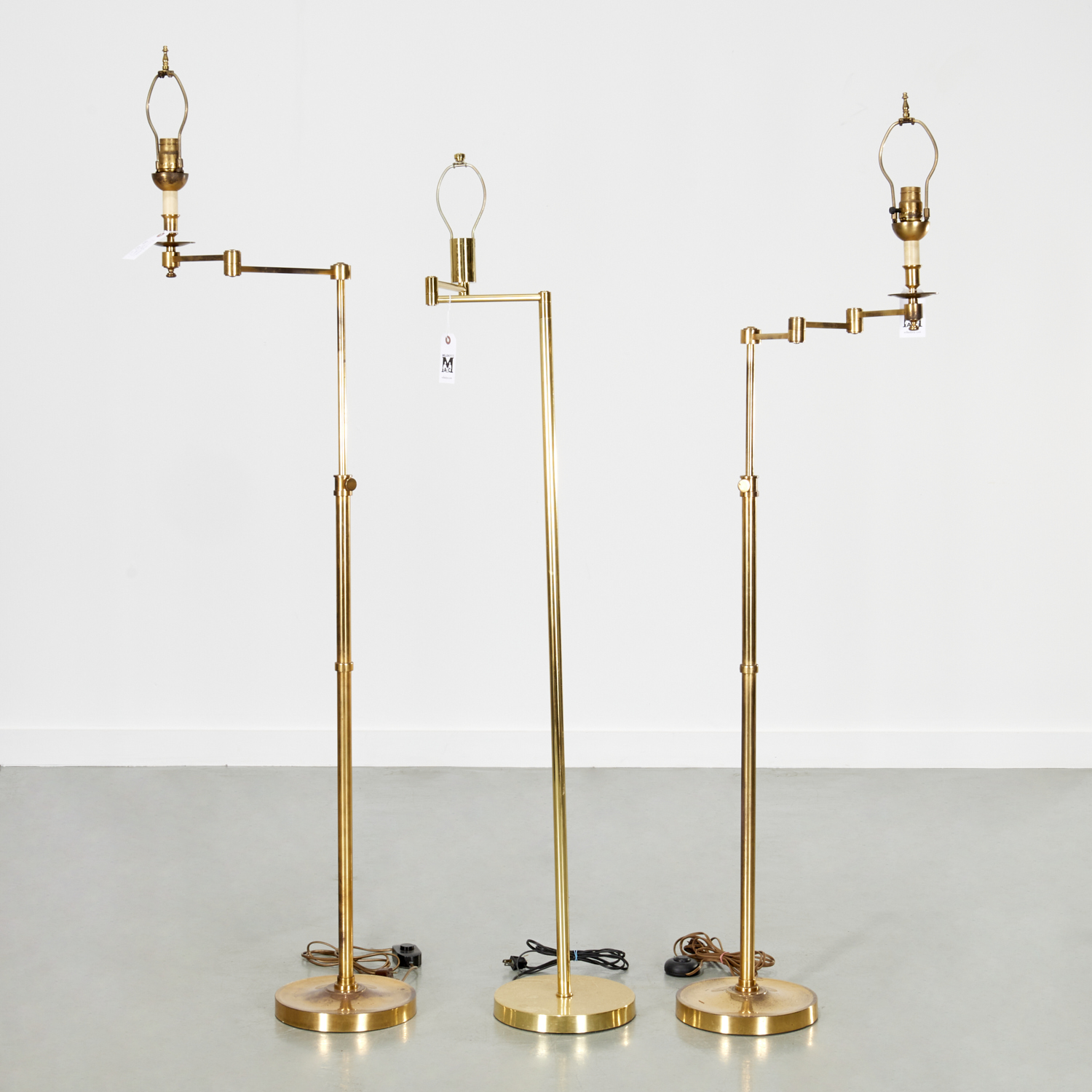 (3) ARTICULATED BRASS READING LAMPS