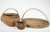 (3) ASH SPLINT BASKETS Lot of