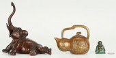 3 ASIAN BRONZE ITEMS, ELEPHANT