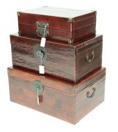 3 ASIAN LACQUERED WOODEN LIFT