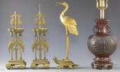 3 ASIAN METAL CANDLESTICKS AND