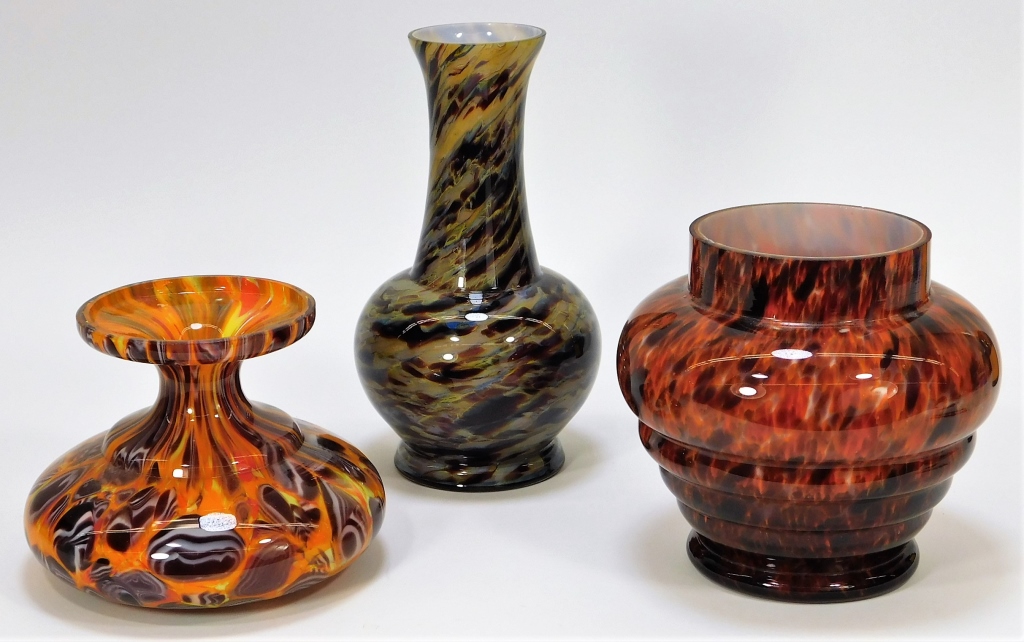 3 ASSORTED BOHEMIAN CZECH ART GLASS