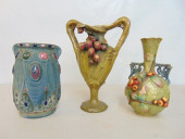 3 AUSTRIAN ART POTTERY VASES,