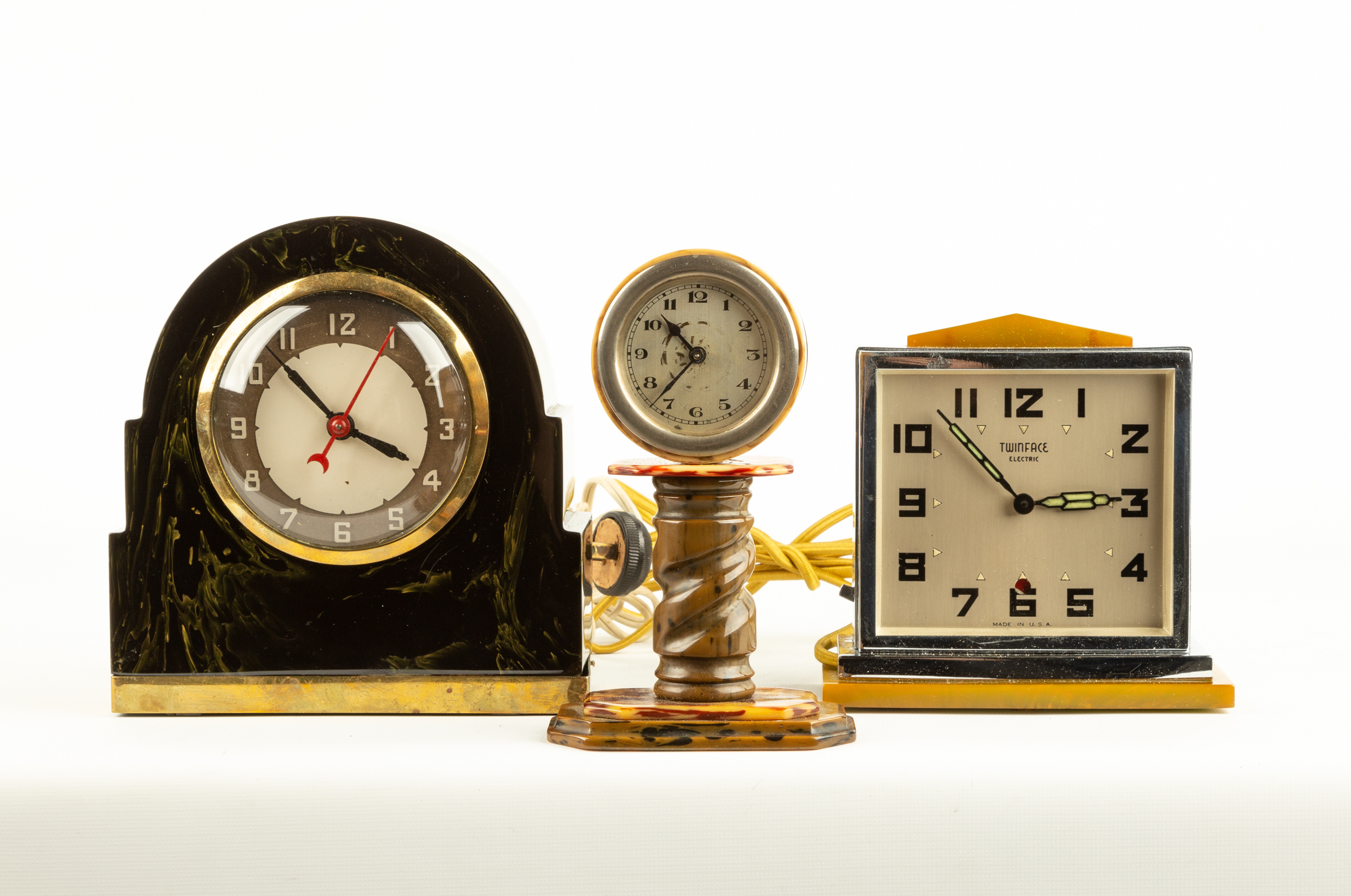 (3) BAKELITE DESK CLOCKS Two are
