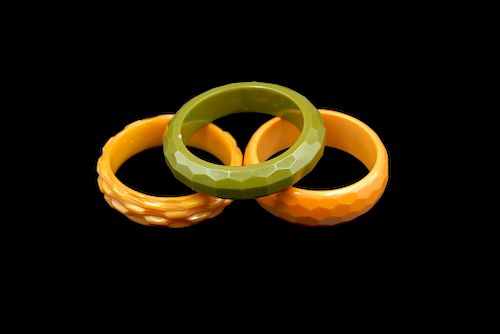 3 BAKELITE FACETED BRACELETS