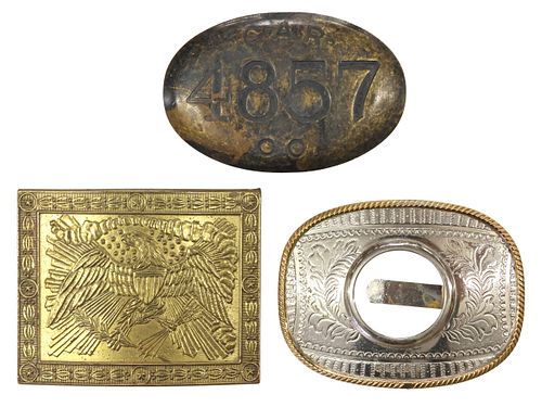 (3) BELT BUCKLES, BRASS EAGLE,