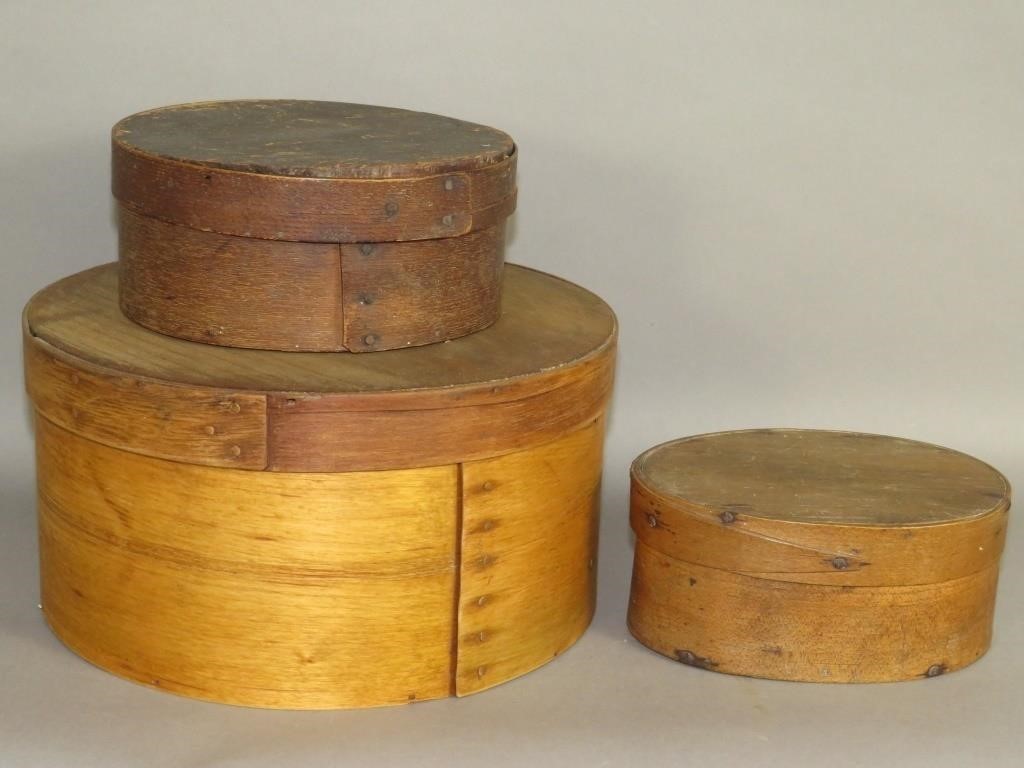 3 BENTWOOD BAND BOXESca. mid-late