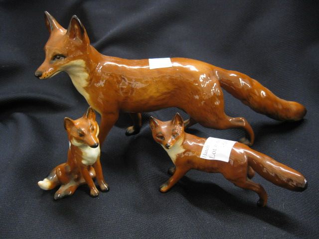 3 Beswick Porcelain Fox Figurines