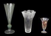 (3) Blown glass and Royo vases