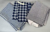 3 BLUE CHECK BED BAGS CA. 19TH