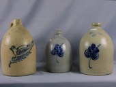 (3) BLUE DECORATED STONEWARE J