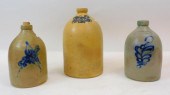 (3) BLUE DECORATED STONEWARE J