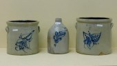 (3) BLUE DECORATED STONEWARE P