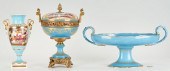 3 BLUE & GILT PORCELAIN ITEMS,