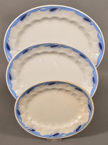 3 BLUE WHEAT PATTERN IRONSTONE