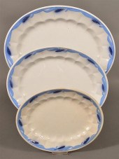 3 BLUE WHEAT PATTERN IRONSTONE