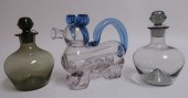 3 BOHEMIAN COLORED GLASS DECAN