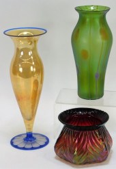 3 BOHEMIAN CZECH ART GLASS VAS