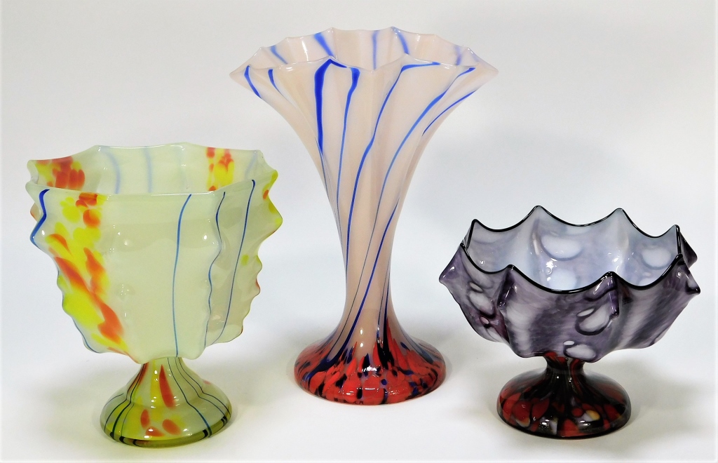3 BOHEMIAN CZECH ART GLASS